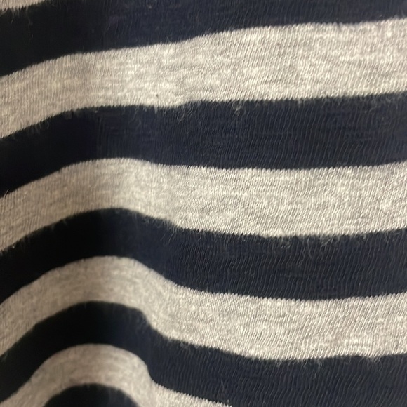 Talbots black cream gray stripe long sleeve soft knit tee shirt top, M, zipper - Picture 6 of 9